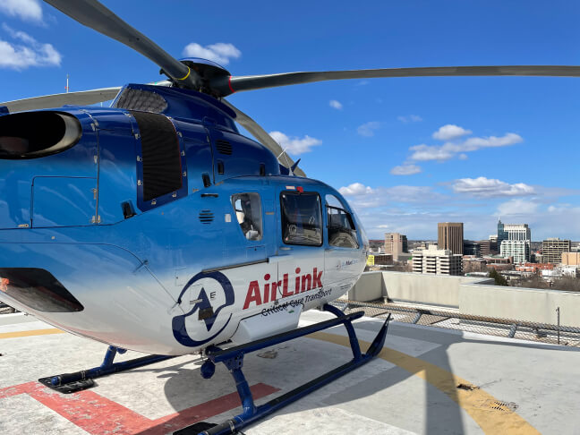 Helicopter on roof